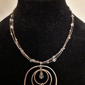 Vintage Minimalist Three Strand Necklace with Faux Crystal Beads